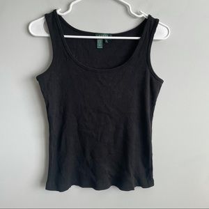 Ralph Lauren Black Ribbed Crew Neck Tank Top